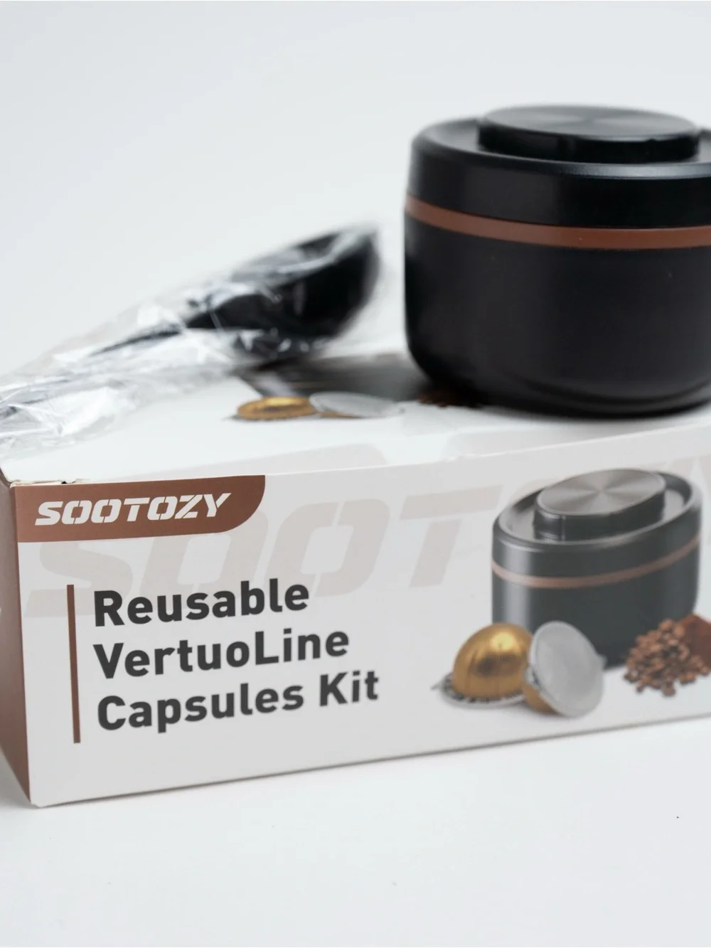 •LIKE NEW• SOOTOZY Reusable VertuoLine Capsule Kit - Black & Brown